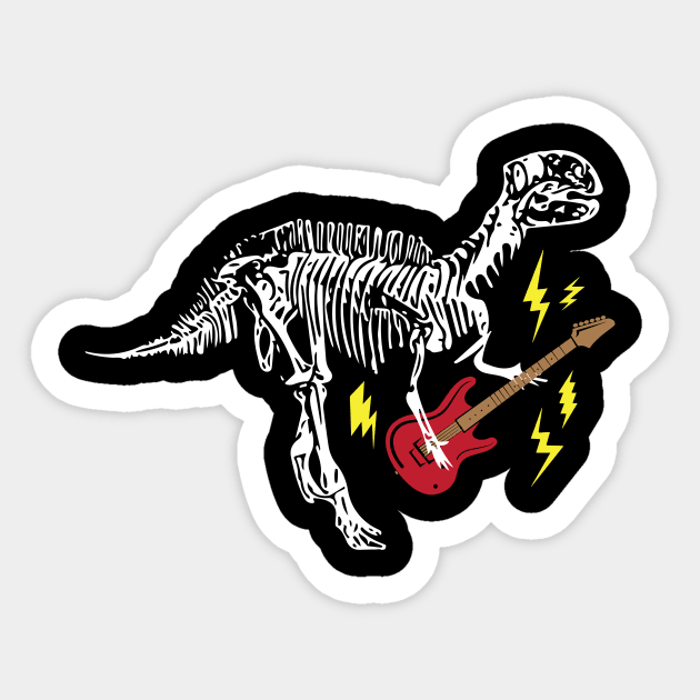 Dinosaur Playing Guitar Sticker by phughes1980